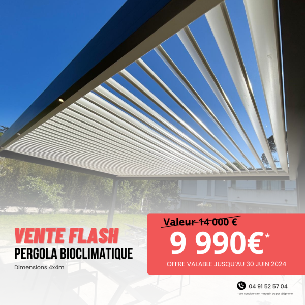 Offre Promotionnelle : Pergola Bioclimatique en aluminium à lames orientables 4000 x 4000 à 9 990€